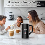 Secura 𝗠𝗶𝗹𝗸 𝗙𝗿𝗼𝘁𝗵𝗲𝗿, Electric Milk Steamer Stainless Steel, 8.4oz/250ml Automatic Hot and Cold Foam Maker and Milk Warmer for Latte, Macchiato (Black)