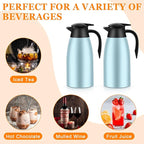 Norme 2 Pcs Thermal Coffee Carafe Insulated Stainless Steel Coffee Carafe for Hot Liquid Vacuum Thermal Pot Creamer Pitcher Dispenser with Brushes Keeping Hot Water Milk(Blue)