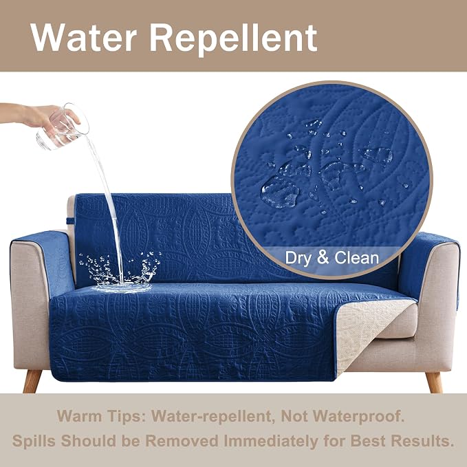 Blue Quilted Recliner Covers, Waterproof Recliner Chair Covers, Lazy Boy Chair - Image 7