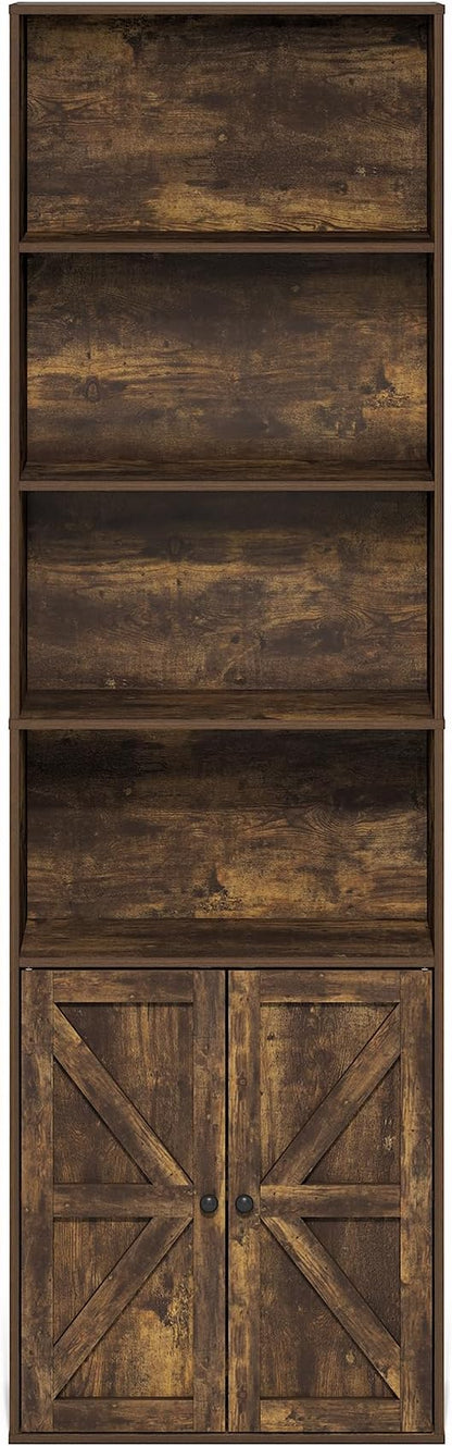 Furinno Jensen Book Shelf, 6-Tier Farmhouse Bookshelf, Display Bookcase - Image 6