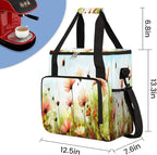 Spring Flower Coffee Maker Carring Bag Colorful Floral Travel Storage Tote Bag Compatible with Keurig K-Mini or K-Mini Plus Portable Single Serve Coffee Brewer Case with Pockets for K-cup Pods
