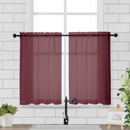 Chyhomenyc Sheer Curtains 36 Inch Length, Short Voile Sheer Window Curtians by Chyhomenyc