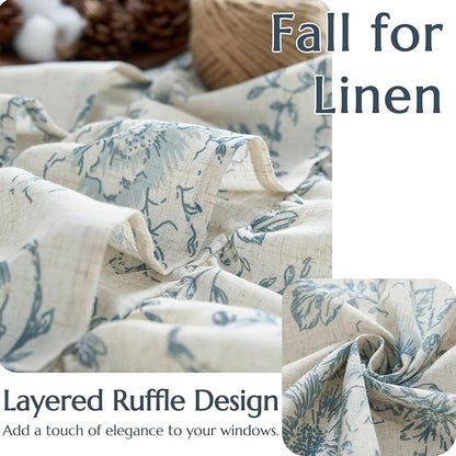 jinchan Ruffled Floral Valance Linen Shabby Chic Small Window Curtain 18 Inch - Image 3