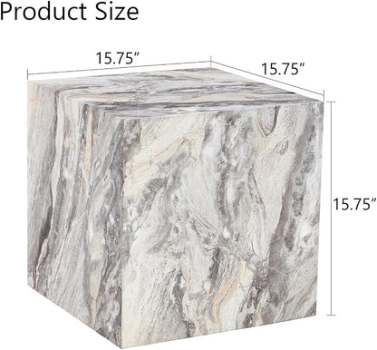 Side Table, End Table Living Room Table, Modern Sofa Couch Table, Faux Marble - Image 2