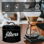 White Enamel Coffee Filter Holder with Lid - Rustic Farmhouse Distressed Coffee Bar Decor