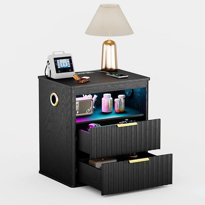 WOOVIVS Modern NightStand with Smart Human Sensor Lights, Bedside Table - Image 9
