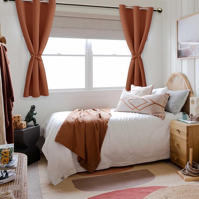 Fall Blackout Curtains for Bedroom Burnt Ochre 38 x 45 Inch 2 Panel | Thermal - Image 6