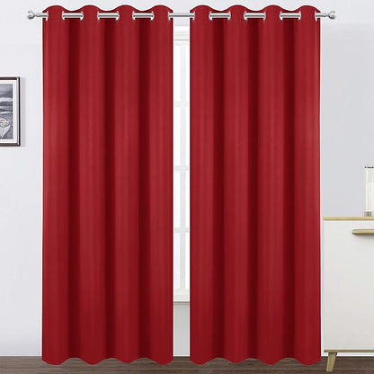 Blackout Curtains 66 x 95 inch/Bright Red Curtains Set of 2 Panels/Thermal by Lemomo