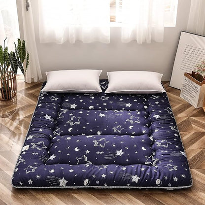 MAXYOYO Navy Star Futon Mattress Japanese Floor Mattress Tatami Floor Mat by MAXYOYO