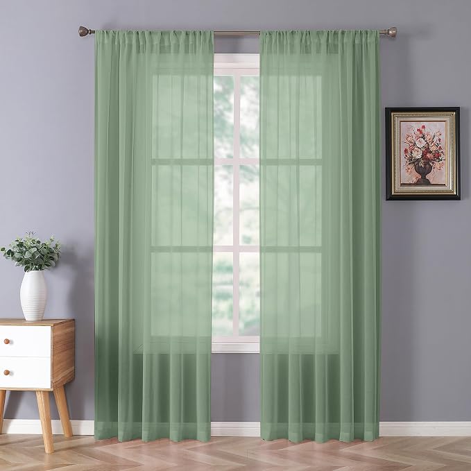 Tollpiz Sheer Curtains Bedroom Linen Textured Curtain Sheers Light Filtering by Tollpiz