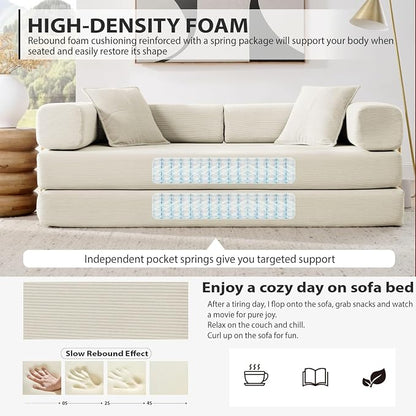 HANXIN 78 Inch Convertible Sleeper Sofa Bed, Folding Floor Mattress Couch - Image 4