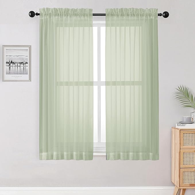 Sheer Curtains 54 inches Long 2 Panles by OWENIE