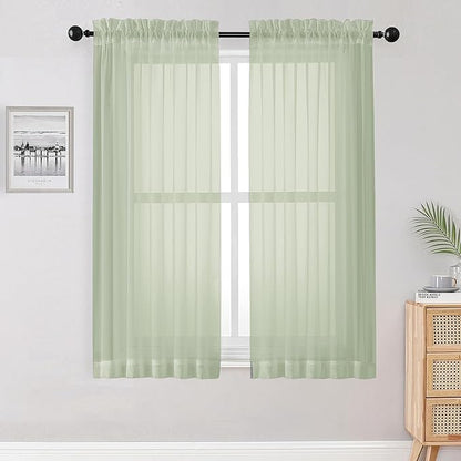 Sheer Curtains 54 inches Long 2 Panles by OWENIE