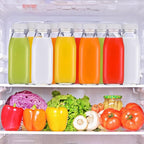 Suclain 10 Pcs 16 oz Glass Juice Bottle with Lids, Clear Reusable Milk Container for Refrigerator, Airtight Heavy Duty Dispenser Drinking Jar for Beverage, Oat, Honey Storage Supply