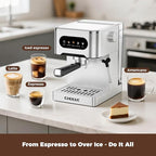 CHULUX Cold Brew Espresso Machine, 20 Bar Stainless Steel Touchscreen Cappuccino & Latte Machine with Steam Wand for Home
