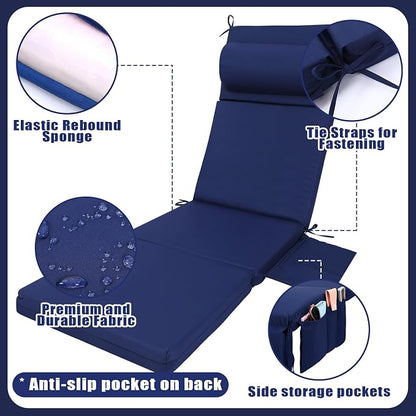 Wenqik 2 Pcs Outdoor Chaise Lounge Cushion - Image 3