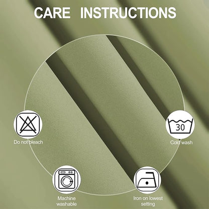 Blackout Curtains 66 x 54 Inch Long Sage Green Curtains Set of 2 Panels Room - Image 4