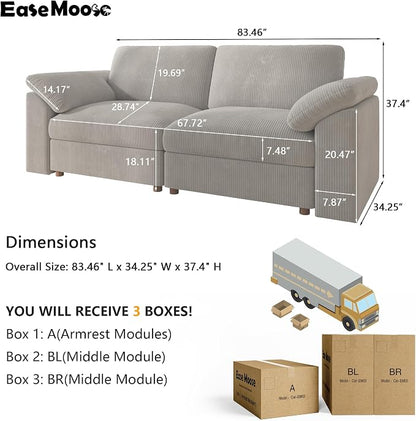 EASE MOOSE Comfty 2 Seat Couch, FSC Certified Modern Deep Seat Sectional Modular - Image 2
