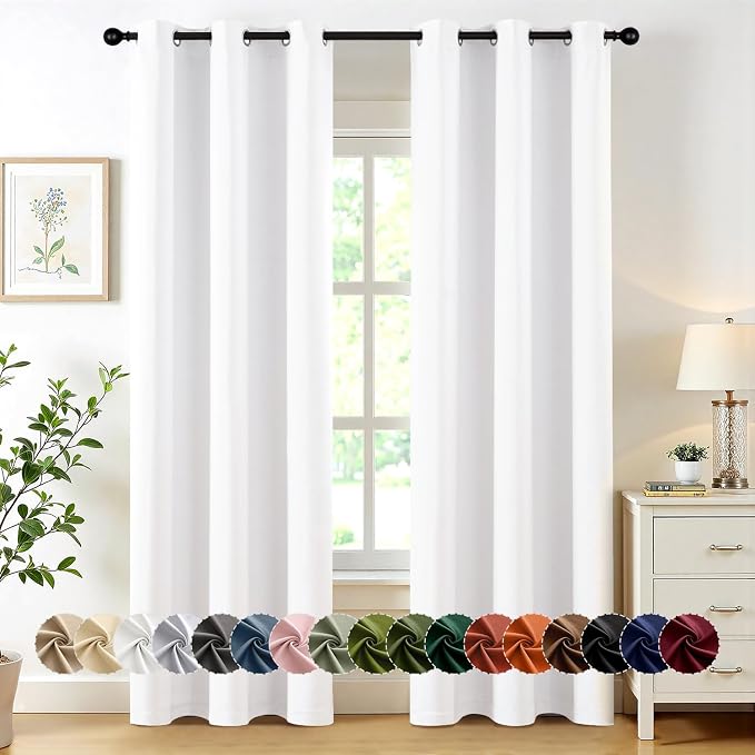 MIULEE Blackout Curtains for Bedroom 2 Panels 34 x 72 Inch Long Pure White | by MIULEE