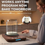Sourdough Starter Warmer Mat - 24H Timer - Precise 1°F Thermostat Control (70-100°F) - Smart Memory Warming On/Off - Fits Jars Up to 40oz - Perfect for Home Baking (Brown)