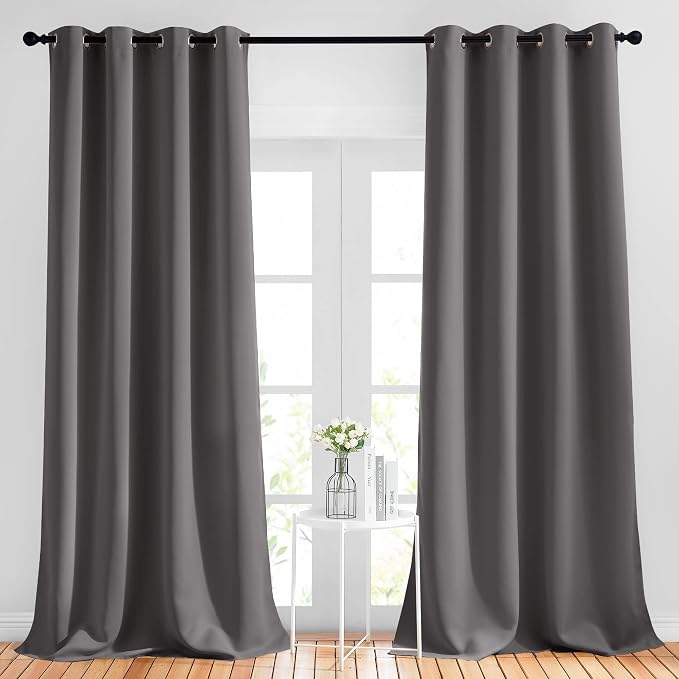 NICETOWN Bedroom Grey Blackout 120 inch Curtains by NICETOWN