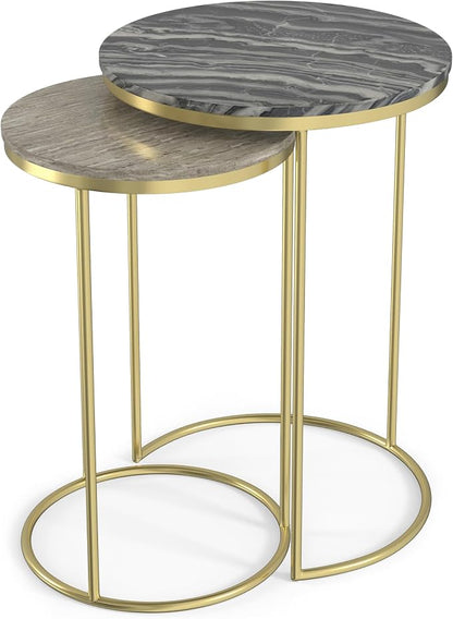 SIMPLIHOME Ashley Nesting Tables Set – 16 inch Wide Genuine Marble Top Metal - Image 6