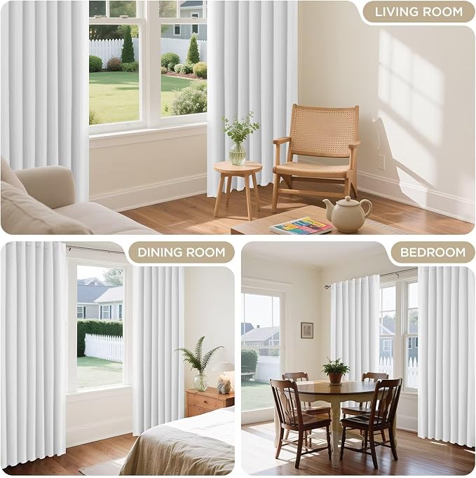 Joydeco 84 Inch 60% Blackout White Curtains 2 Panels, Elegant Semi Sheer - Image 7