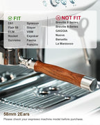 58mm Bottomless Portafilter 2 Ears For E61, Flair 58, ECM, Rocket, Sanremo, Synesso, Slayer, VBM Espresso Machine, Bottomless Naked Portafilter with 18g Filter Basket and Puck Screen - Rosewood