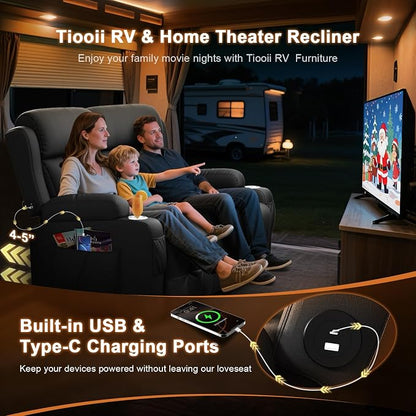 Home Theater Seating Loveseat Recliner Sofa, Wall-Hugger Reclining Couch - Image 4