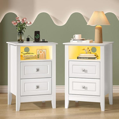 Bonnlo White Nightstand Set of 2 by Bonnlo