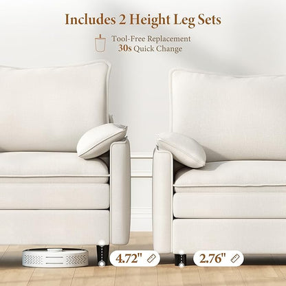 Vesgantti 108" U Shaped Sectional Couch, Comfy Cloud Modular Sectional Sofa - Image 3