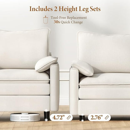 Vesgantti 108" Sectional Sleeper Sofa, 6-Seater Oversized Modular Cloud Couch - Image 3