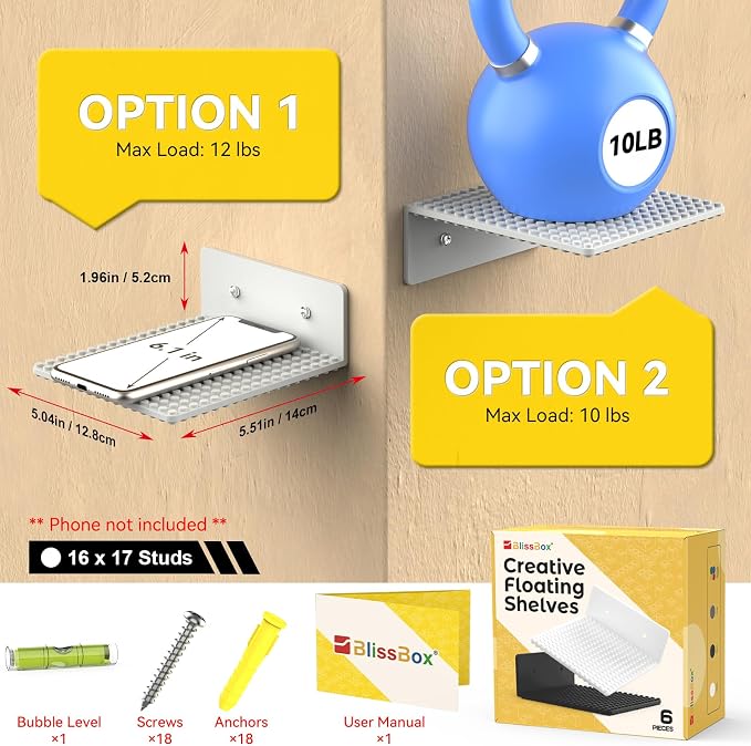 BlissBox 6-Pack Floating Display Shelves - Image 3