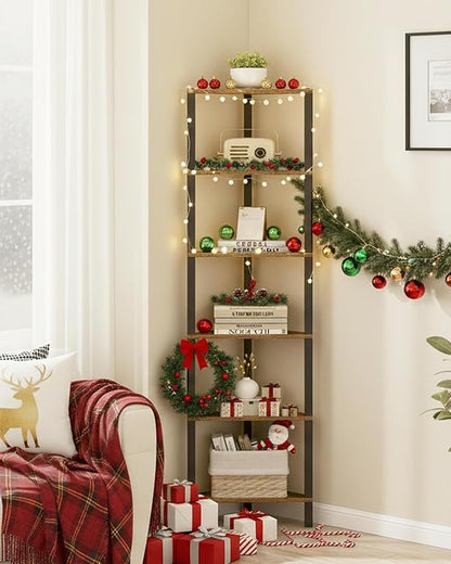 TUTOTAK Corner Shelf, 6-Tier Corner Bookshelf - Image 8