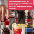 Jimoco® Syrup Pump Dispenser + Torani® Raspberry Syrup, 25.4 oz - Coffee Syrup Pump & Flavoring Bundle
