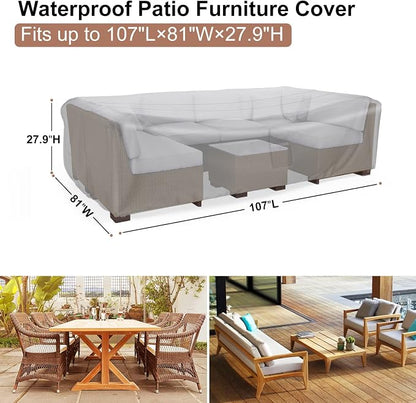 Patio Furniture Set Cover Waterproof, Mrrihand Outdoor Sectional Sofa Set Cover - Image 2