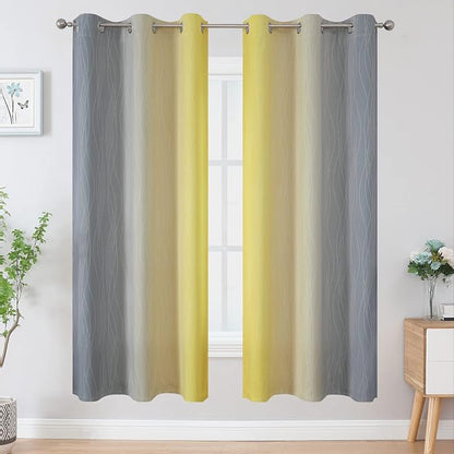 Grey and Yellow Ombre Blackout Curtains - Image 2