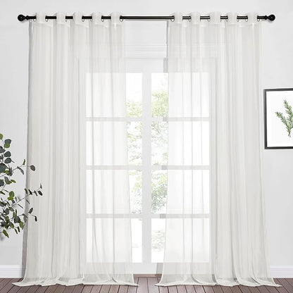 NICETOWN Beige Sheer Window Curtains Extra Long, W70 x L108 by NICETOWN