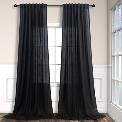 Pitalk 102 Inch Long Curtains Black by Pitalk
