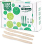 100% Compostable Knives 125 Count,Disposable Knives No Plastic Knives Heavy Duty Silverware, BPA-Free Cutlery Flatware Utensils Ecofriendly,Light Brown