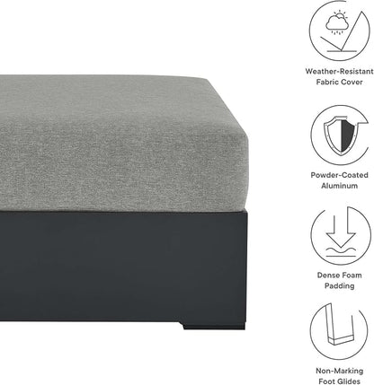 Modway Tahoe Aluminum Ottoman Gray - Image 7