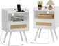 SUPERJARE Nightstands with Charging Station, Bedside Table Set of 2 with PE by SUPERJARE