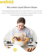 wahoo Professional Liquid Silicone Oven Mitts Gloves, Heat Resistant Gloves for Cooking, Baking, CoralAir Liner, 12 Inch, Yellow, XXL