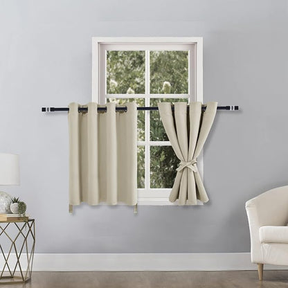 Blackout Curtains for Bedroom, Light Beige, 52 x 30 Inch, 2 Panels | Thermal - Image 7