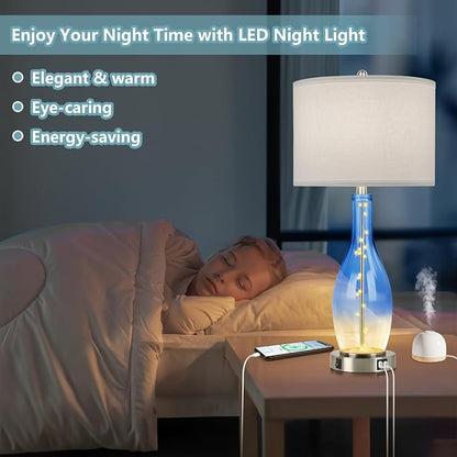 BesLowe 26in Tall Glass Table Lamps Set of 2 - Image 3