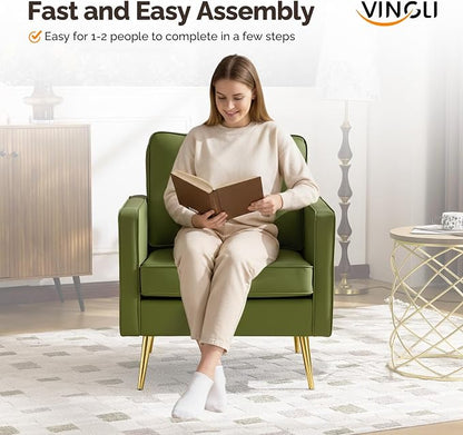 VINGLI Modern PU Leather Accent Chair, Single Sofa Chair - Image 6