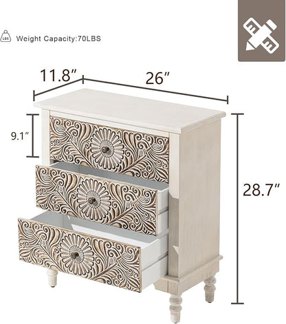 HOMPUS Farmhouse 3-Drawer Dresser - Image 2