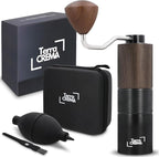 Manual Coffee Grinder With Stainless Steel Burr – Hand Coffee Grinder for Espresso Pour Over and French Press – Travel-Ready Design With Carry Case Brush and Blower