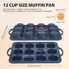 Silicone Muffin Pan with Metal Frame, Non Stick Silicone Cupcake Pan with Handles Regular 12 Cup, BPA Free Silicon Muffin Tin Tray for baking, egg bites, Cupcake Mold Grey
