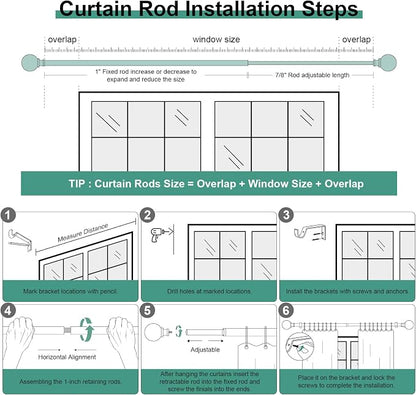 QDWIS Boho Wood Curtain Rods for Windows 48 to 84 inch, Rustic Decorative - Image 7